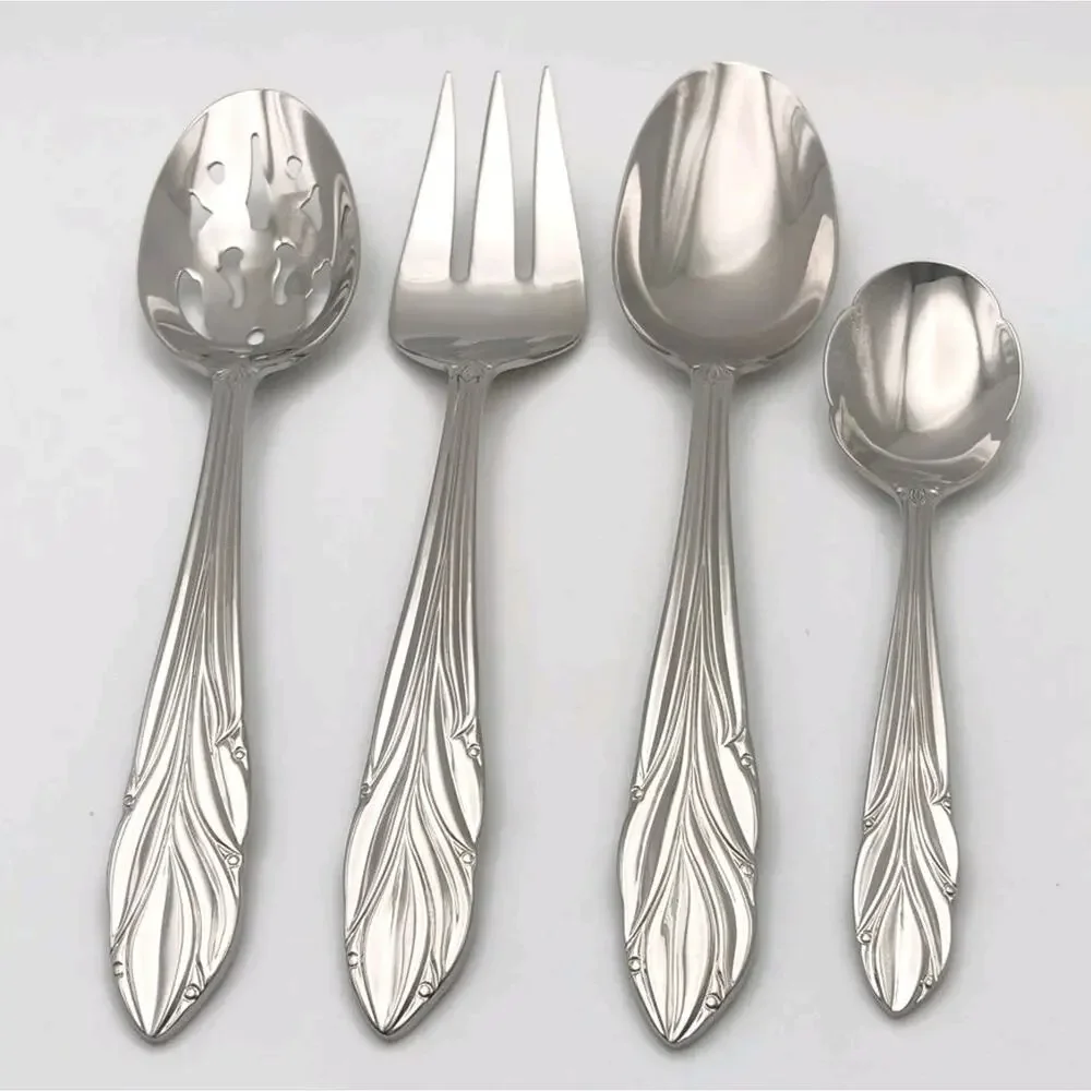 Gorham Willow 4 Piece Serving Hostess Set Stainless Flatware Indonesia NOS VTG